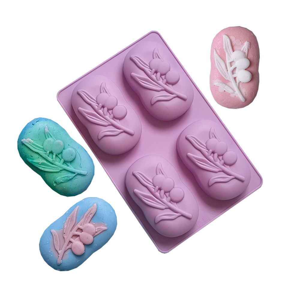 Soap Making Diy Kit - 4 Cavities Oval Olive Tree Silicone